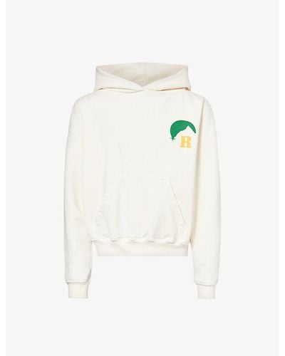 Rhude Moonlight Graphic-print Relaxed-fit Cotton-jersey Hoody - White