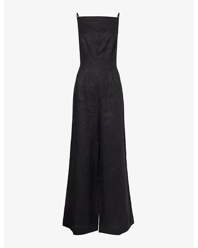 Reformation Ciara Wide-leg Linen Jumpsuit - Black