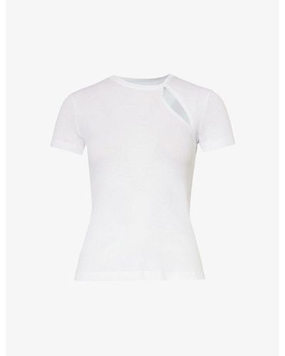Helmut Lang Cut-out Short-sleeved Cotton-jersey Top - White