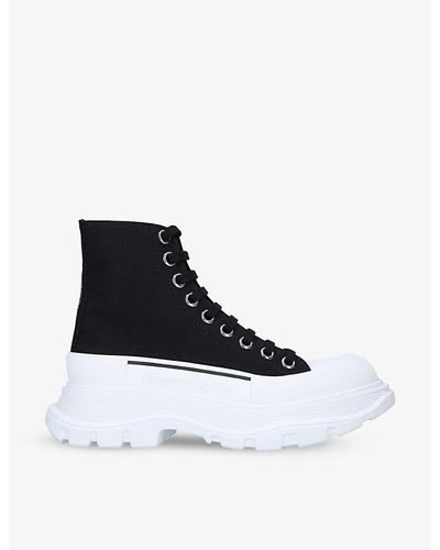 Alexander McQueen Tread Slick Cotton-canvas Ankle Boots - Black