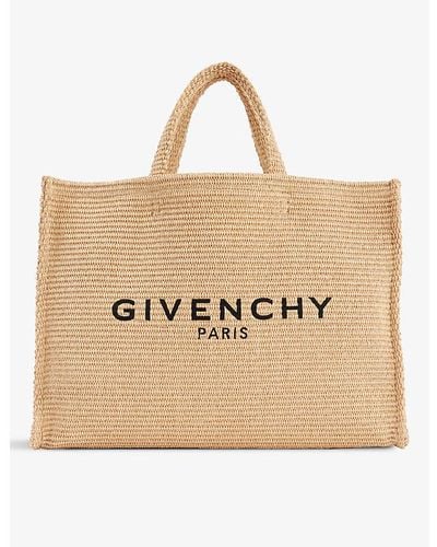 Givenchy G-tote Large Logo-embroidered Raffia Tote Bag - Natural