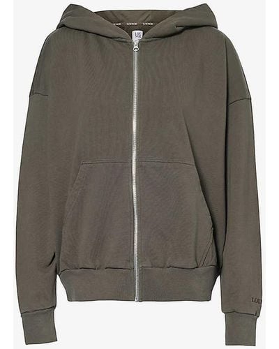 Lounge Underwear Zip-up Relaxed-fit Cotton-jersey Hoody X - Green