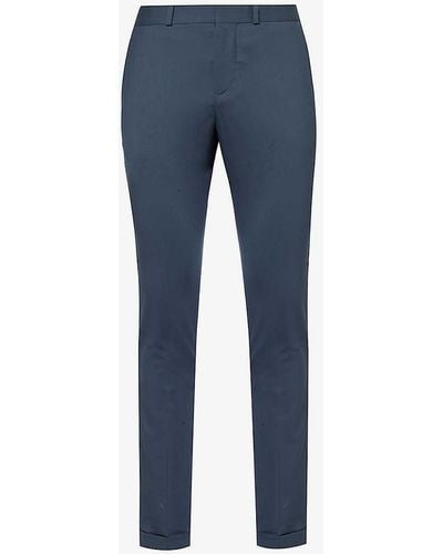 IKKS Brand-plaque Tapered-leg Mid-rise Stretch-woven Trousers - Blue