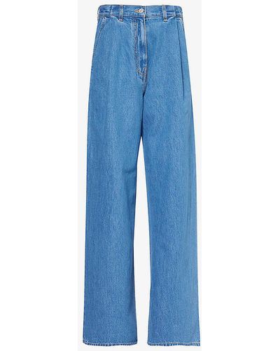 Givenchy Relaxed-fit Wide-leg Mid-rise Denim Trousers - Blue
