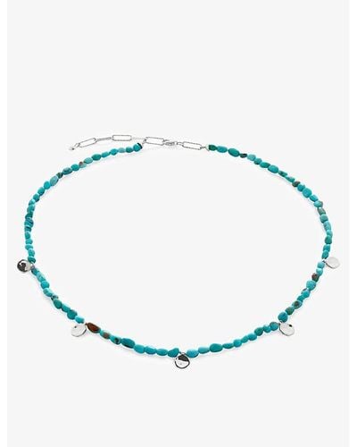 Monica Vinader Rio nugget-charm Sterling-silver Beaded Necklace - Blue