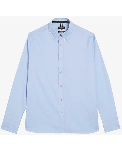 Ted Baker Allardo Long-sleeve Regular-fit Cotton Shirt - Blue