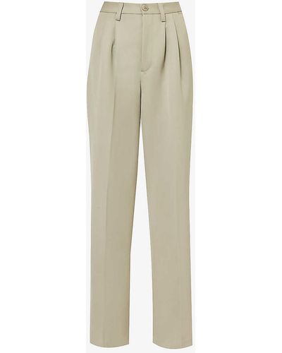 Anine Bing Carrie Wide-leg High-rise Wool Trousers - Natural