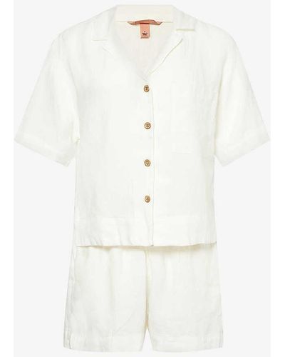 Eberjey Relaxed-fit Linen Pyjama Set - White