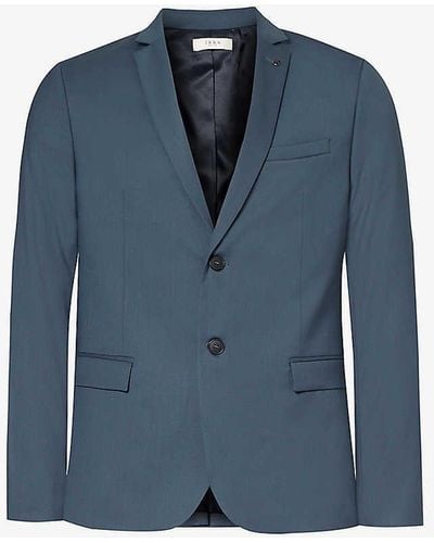 IKKS Single-breasted Notch-lapel Stretch-woven Blend Blazer - Blue