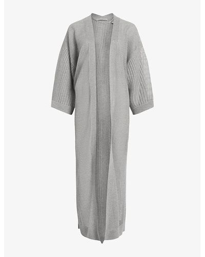 AllSaints Misha Long-sleeve Relaxed-fit Knitted Kimono X - Gray