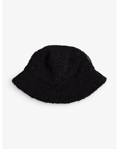 Ted Baker Pamells Brand-label Faux-shearling Bucket Hat - Black