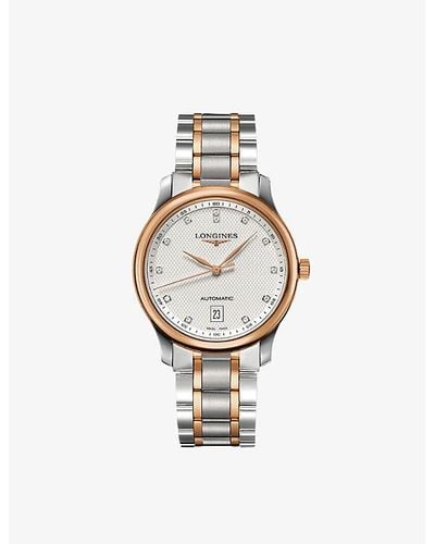 Longines L26285977 Master Collection 18ct Rose Gold-plated Stainless Steel And 0.055ct Round-cut Diamond Automatic Watch - White
