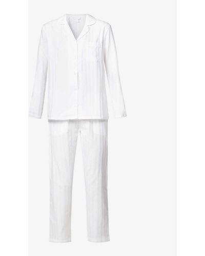 The White Company The Company Striped Cotton Pyjama Set X - White