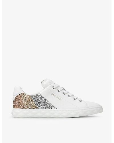 Jimmy Choo Diamond Light Glitter-embellished Sneakers - White