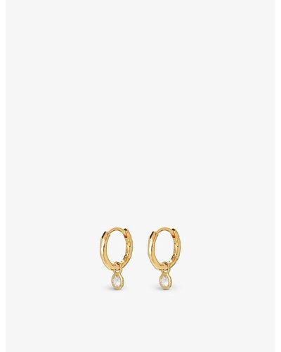 Monica Vinader 18ct Yellow Gold-plated Vermeil Sterling Silver And Topaz huggie Earrings - White