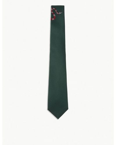 Gucci Solid Snake Twill-silk Tie - Green