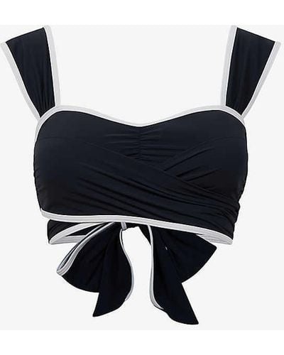 Reiss Cristina Wrap-front Stretch Recycled-nylon Bikini Top - Black