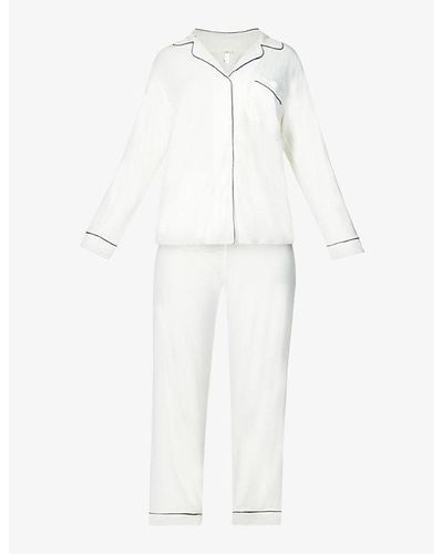 Eberjey Ivory Vy Gisele Jersey Pajama Set - White