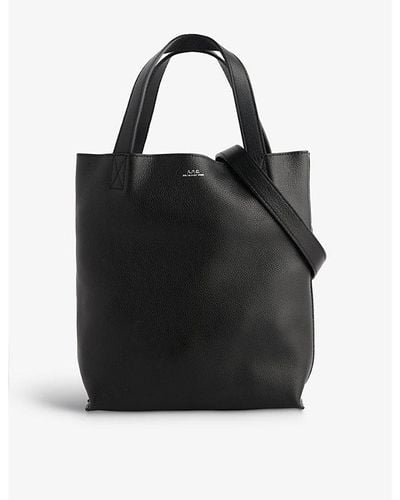 A.P.C. Maiko Small Leather Tote Bag - Black