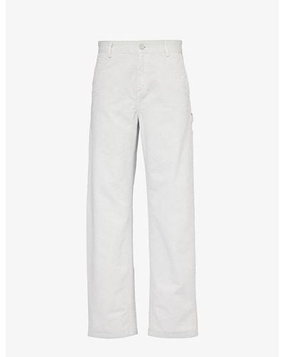 Carhartt Pierce Brand-patch Regular-fit Straight-leg Cotton Pants - White