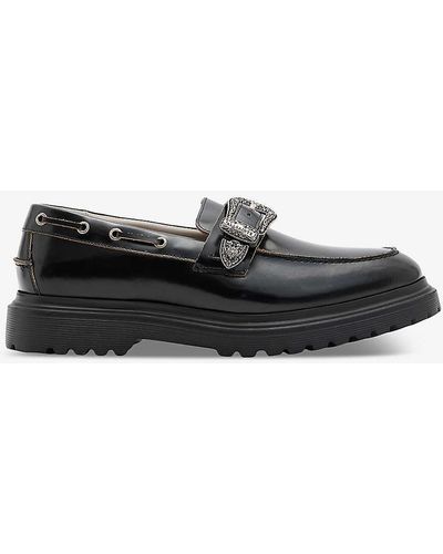 AllSaints Hanbury Buckle-embellished Leather Loafers - Black