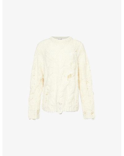 Acne Studios Kolda Cable-knit Relaxed-fit Wool Sweater - White