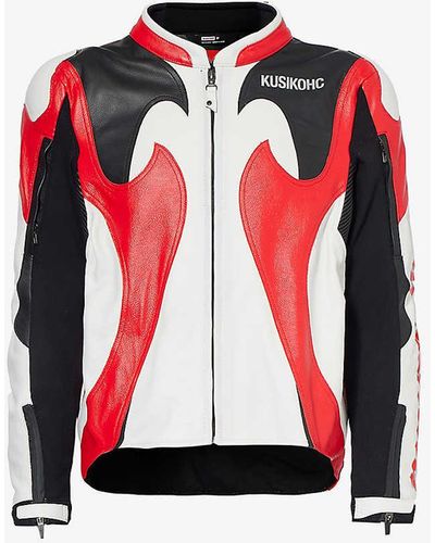 Kusikohc Spidi Burn Rider Contrast-panel Leather Jacket - Red