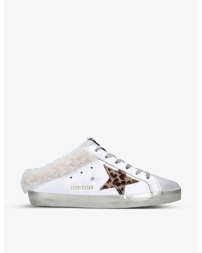Golden Goose Superstar Sabot 81811 Leather And Shearling Sneakers - White