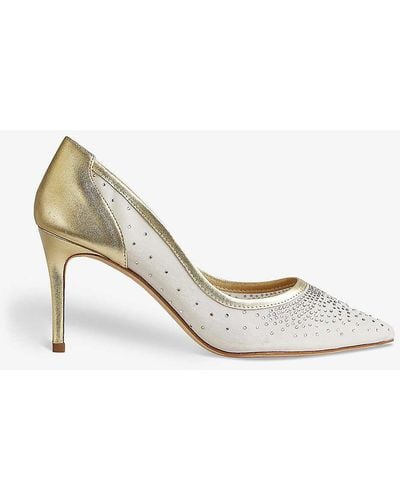 LK Bennett Liberty Crystal-embellished Mesh And Leather Heeled Courts - White