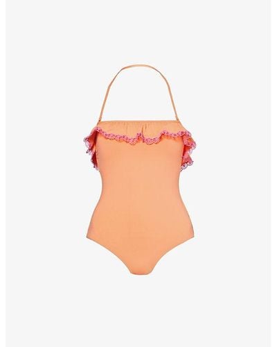 Seafolly Lucia Frilled-trim Stretch Recycled-nylon Swimsuit - Orange