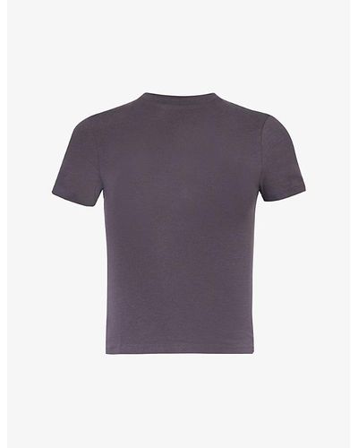 Lounge Underwear Essential Brand-embroidered Stretch-cotton T-shirt - Purple