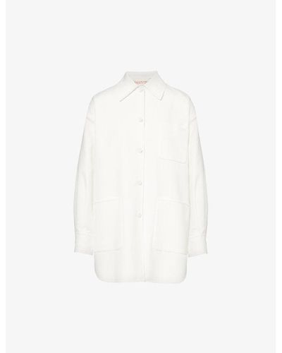 Valentino Garavani Spread-collar Relaxed-fit Cotton-blend Shirt - White