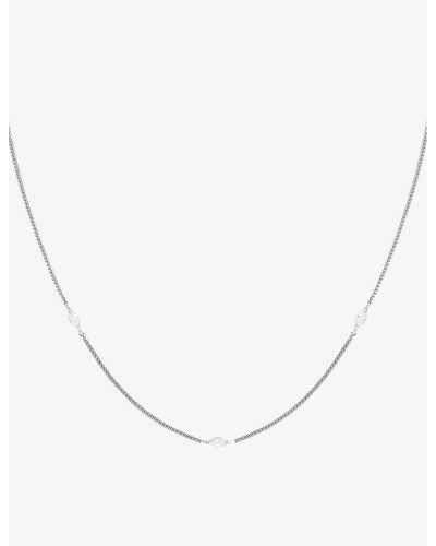 Astrid & Miyu Navette Charm Sterling-silver And Cubic Zirconia Necklace - Natural