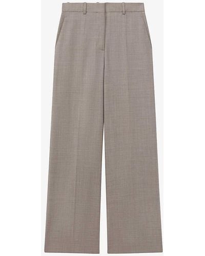 Reiss Hazel High-rise Wide-leg Stretch-wool Trousers - Grey