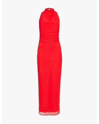 Sir. The Label Jacques Halterneck Low-back Woven Maxi Dres - Red