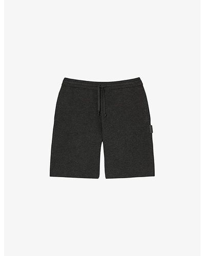 Sandro Brand-tab Elasticated-waist Stretch-knit Shorts - Black