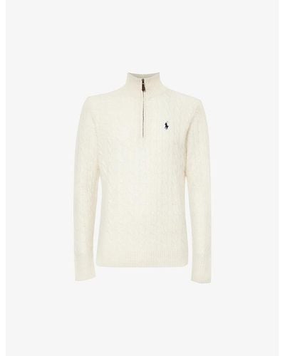 Polo Ralph Lauren Logo-embroidered Wool And Cashmere-blend Sweater - White