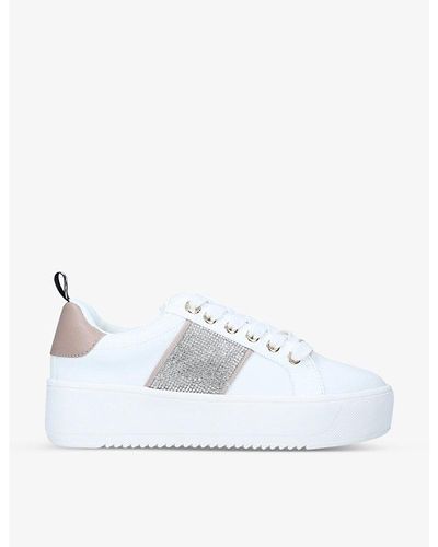 KG by Kurt Geiger Lighter Embellished Low-top Faux-leather Sneakers - White