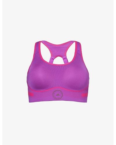 adidas By Stella McCartney High Support Logo-print Stretch-recycled Polyester Sports Bra - Purple
