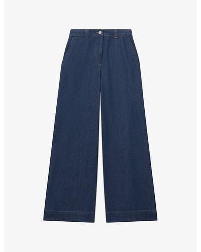 Reiss Olivia Wide-leg High-rise Denim Jeans - Blue