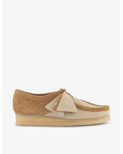Clarks Wallabee Logo-tag Suede Shoes - Natural