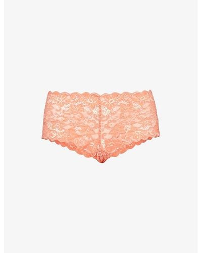 Hanro Moments Mid-rise Stretch-lace Briefs - Pink