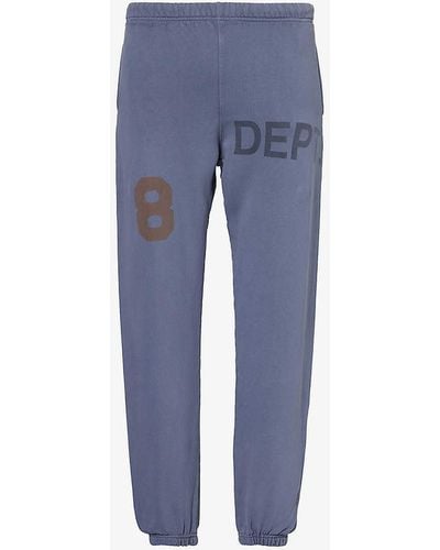 GALLERY DEPT. Branded-print Drawstring-waist Cotton-jersey jogging Bottoms X - Blue