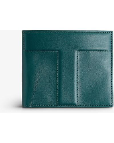 Ted Baker Hood T-embroidered Leather Bifold Wallet - Green