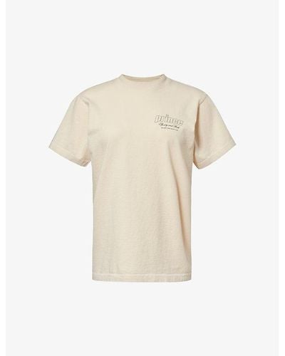 Sporty & Rich X Prince Brand-print Short-sleeve Cotton-jersey T-shirt - Natural