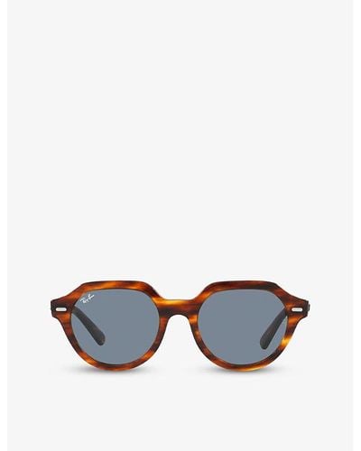 Ray-Ban Rb4399 Gina Tortoiseshell Square-frame Acetate Sunglasses - Blue