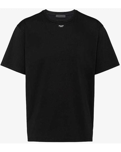 Prada Logo-print Crewneck Stretch-cotton T-shirt X - Black