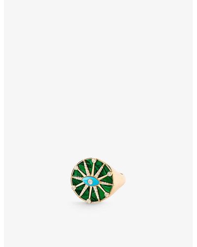 The Alkemistry Orchid London O'hara 18ct Yellow-gold, Malachite And 0.14ct Diamond Ring - Green