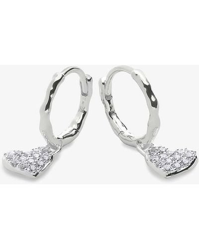 Monica Vinader Heart Sterling-silver And 1.7ct Diamond huggie Earrings - White