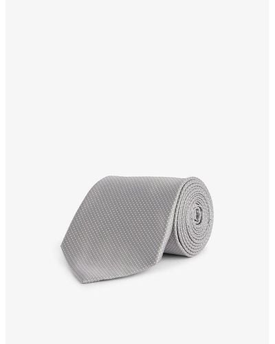 Paul Smith Mini Dot-embroidered Silk Tie - Gray